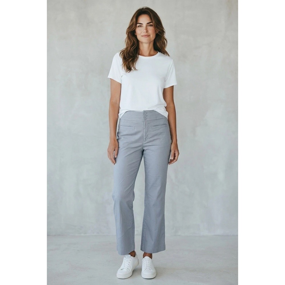 Maeve Anthropologie Womens Cropped Wide-Leg Pants Size 6 Light Blue  (C5)